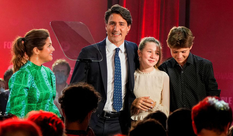 Prime Minister Justin Trudeau with his family